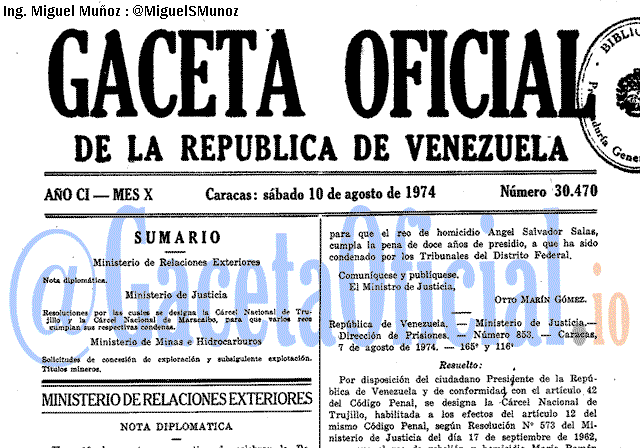 Gaceta Oficial 30470 del 10 Agosto 1974