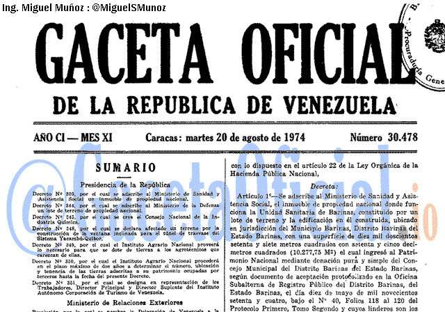 Gaceta Oficial 30478 del 20 Agosto 1974