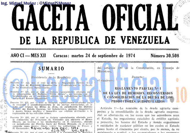 Gaceta Oficial 30508 del 24 Septiembre 1974