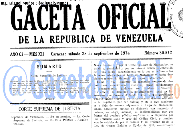 Gaceta Oficial 30512 del 28 Septiembre 1974