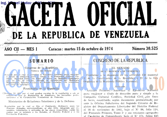 Gaceta Oficial 30525 del 15 Octubre 1974