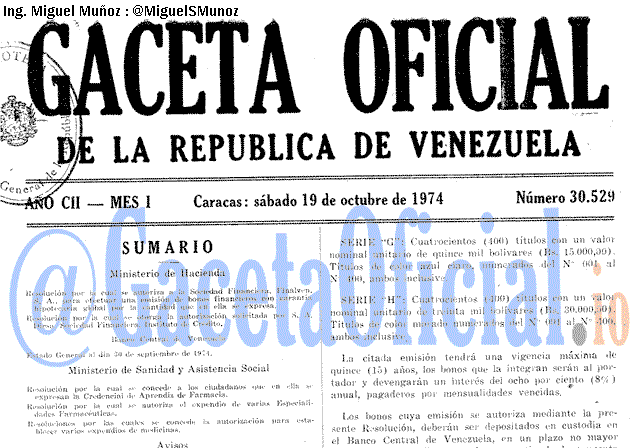 Gaceta Oficial 30529 del 19 Octubre 1974