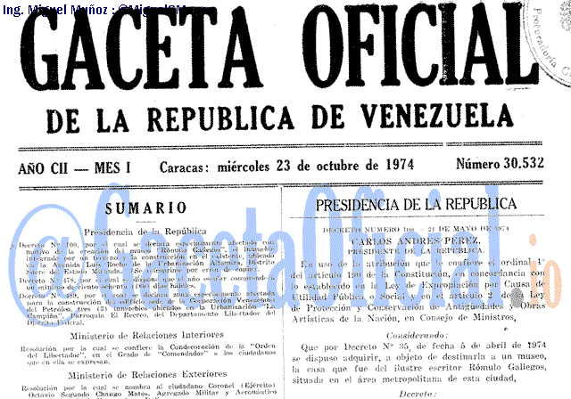 Gaceta Oficial 30532 del 23 Octubre 1974