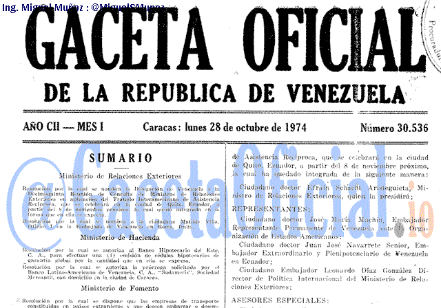 Gaceta Oficial 30536 del 28 Octubre 1974