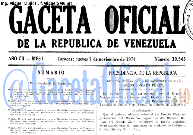 Gaceta Oficial 30545 del 7 Noviembre 1974