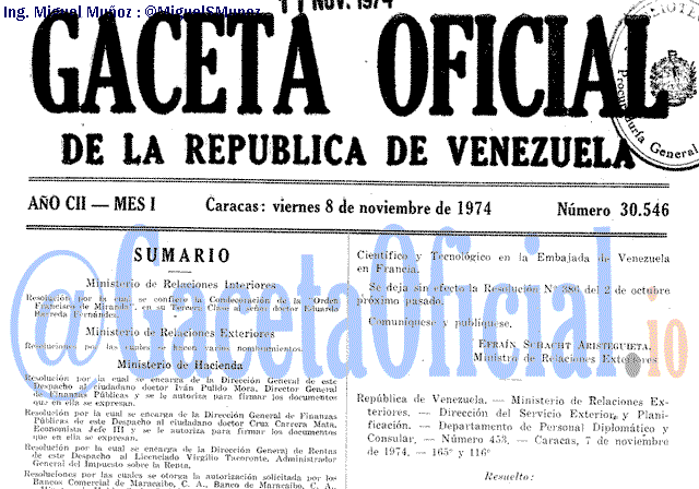 Gaceta Oficial 30546 del 8 Noviembre 1974