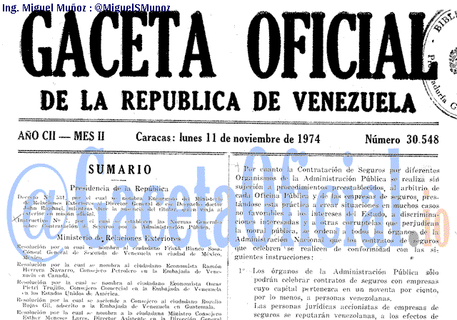 Gaceta Oficial 30548 del 11 Noviembre 1974