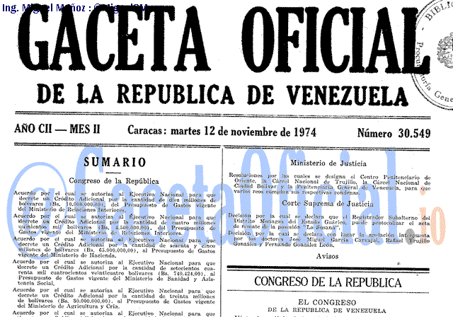 Gaceta Oficial 30549 del 12 Noviembre 1974