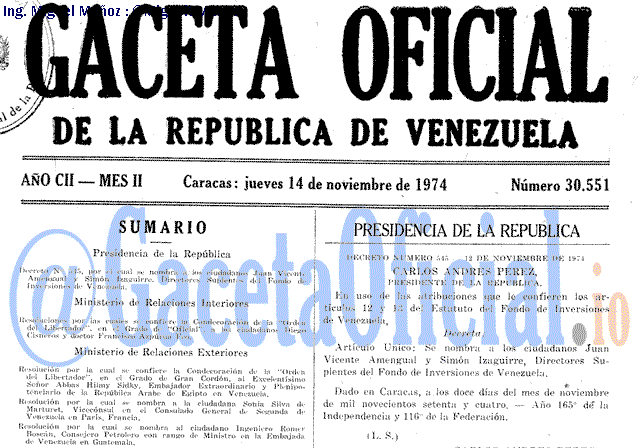 Gaceta Oficial 30551 del 14 Noviembre 1974