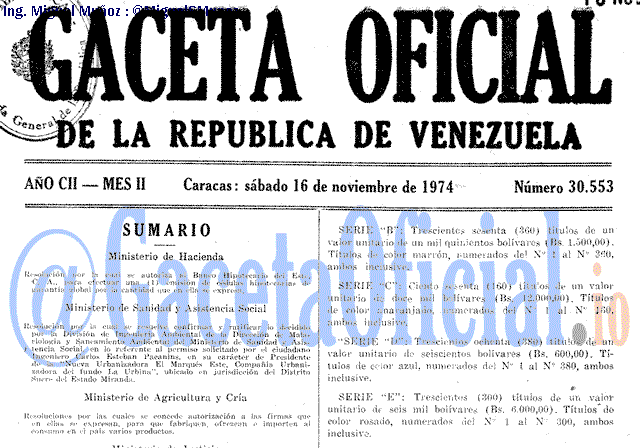 Gaceta Oficial 30553 del 16 Noviembre 1974