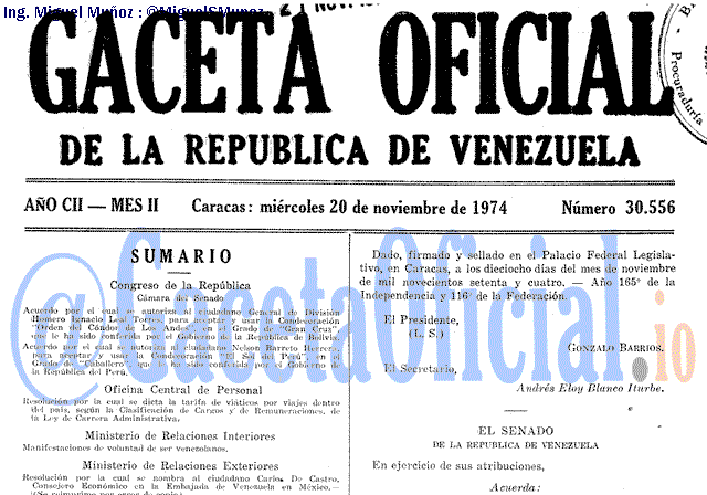 Gaceta Oficial 30556 del 20 Noviembre 1974