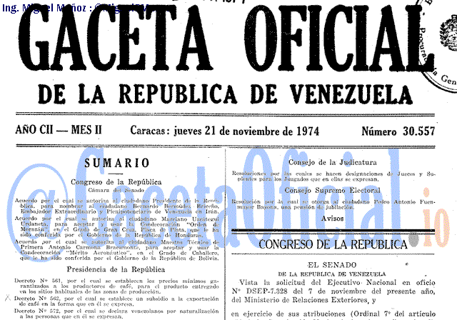 Gaceta Oficial 30557 del 21 Noviembre 1974