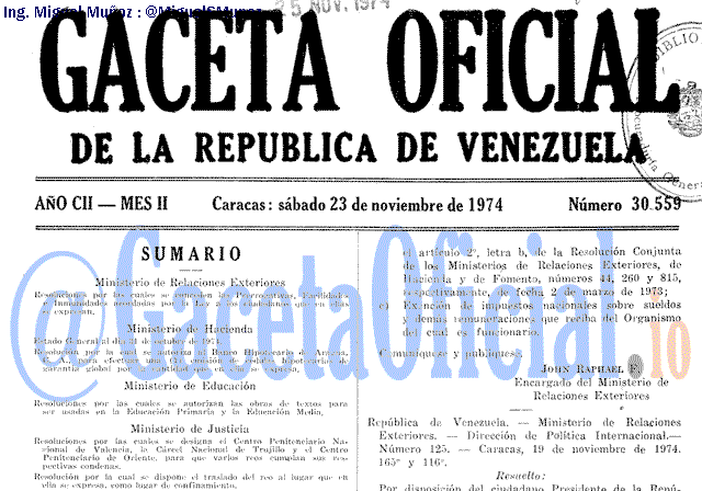 Gaceta Oficial 30559 del 23 Noviembre 1974
