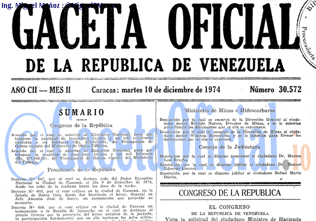 Gaceta Oficial 30572 del 10 Diciembre 1974