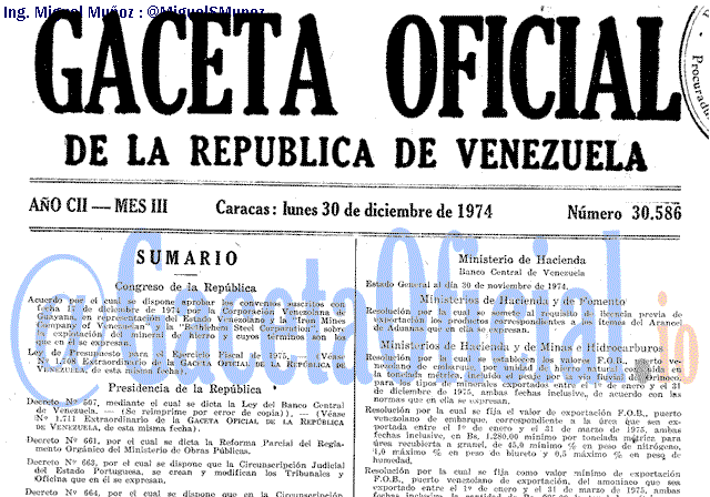 Gaceta Oficial 30586 del 30 Diciembre 1974