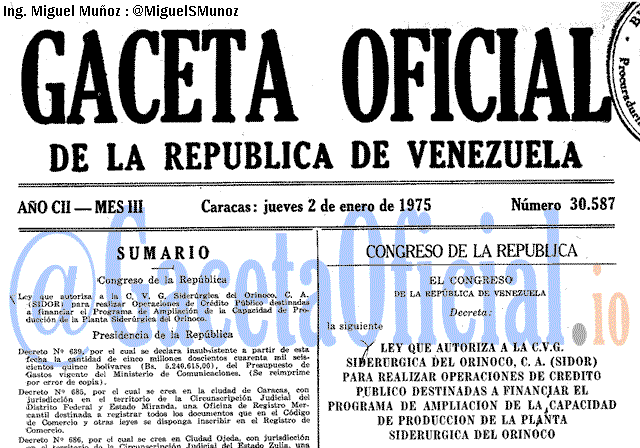 Gaceta Oficial 30587 del 2 Enero 1975