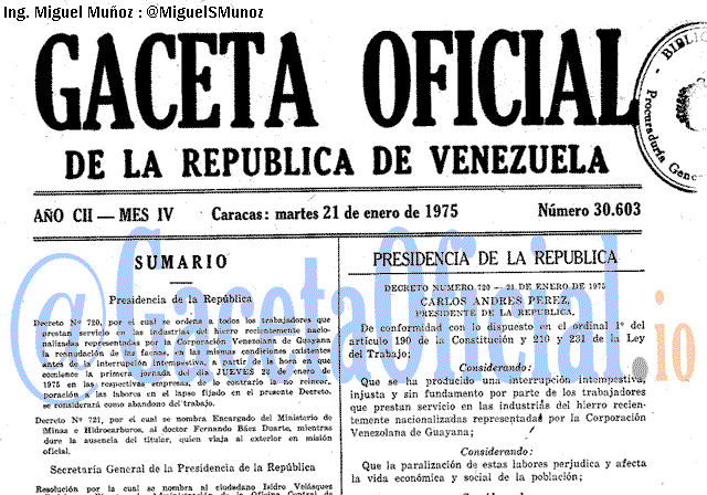 Gaceta Oficial 30603 del 21 Enero 1975