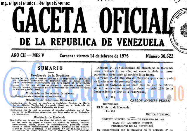 Gaceta Oficial 30622 del 14 Febrero 1975