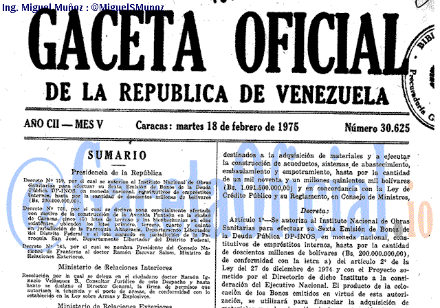 Gaceta Oficial 30625 del 18 Febrero 1975
