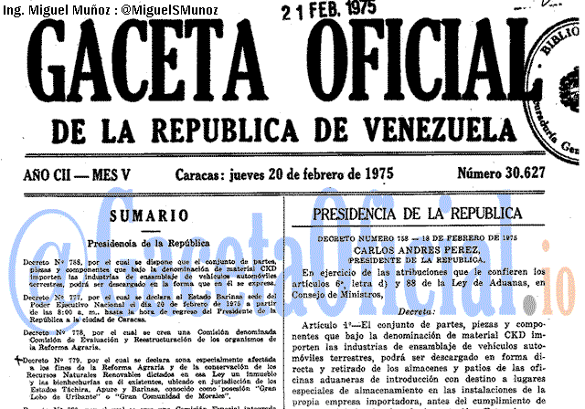 Gaceta Oficial 30627 del 20 Febrero 1975