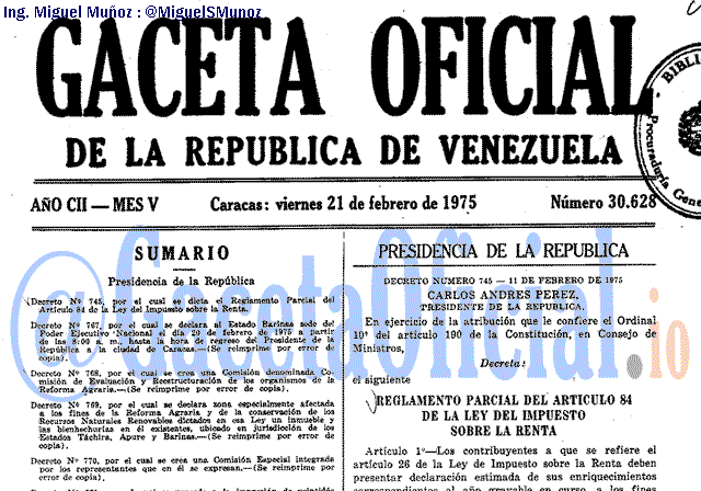 Gaceta Oficial 30628 del 21 Febrero 1975
