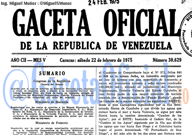 Gaceta Oficial 30629 del 22 Febrero 1975