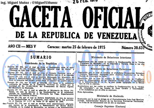 Gaceta Oficial 30631 del 25 Febrero 1975
