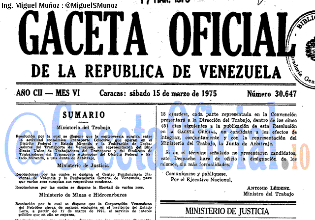 Gaceta Oficial 30647 del 15 Marzo 1975