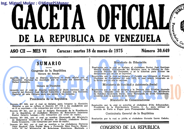 Gaceta Oficial 30649 del 18 Marzo 1975