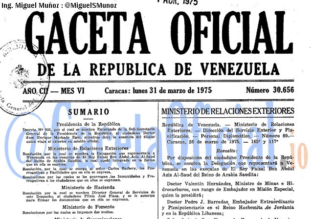 Gaceta Oficial 30656 del 31 Marzo 1975