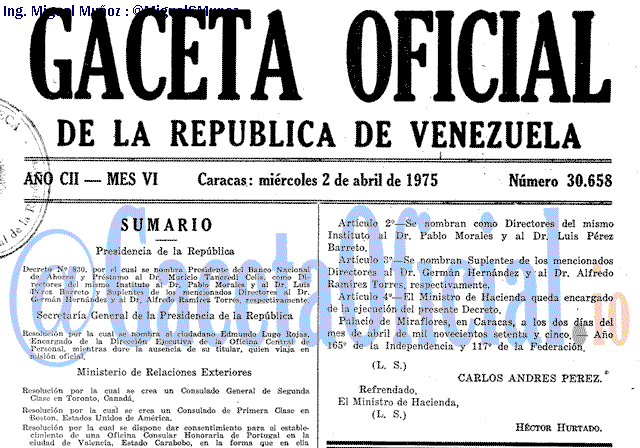 Gaceta Oficial 30658 del 2 Abril 1975