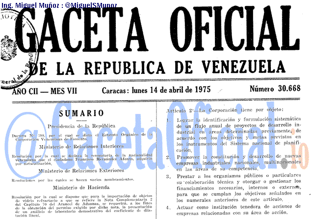 Gaceta Oficial 30668 del 14 Abril 1975