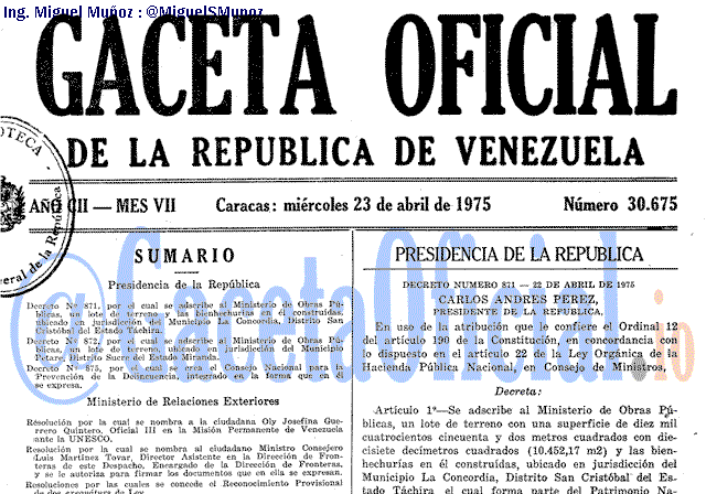 Gaceta Oficial 30675 del 23 Abril 1975