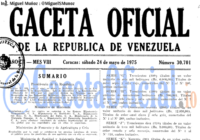Gaceta Oficial 30701 del 24 Mayo 1975