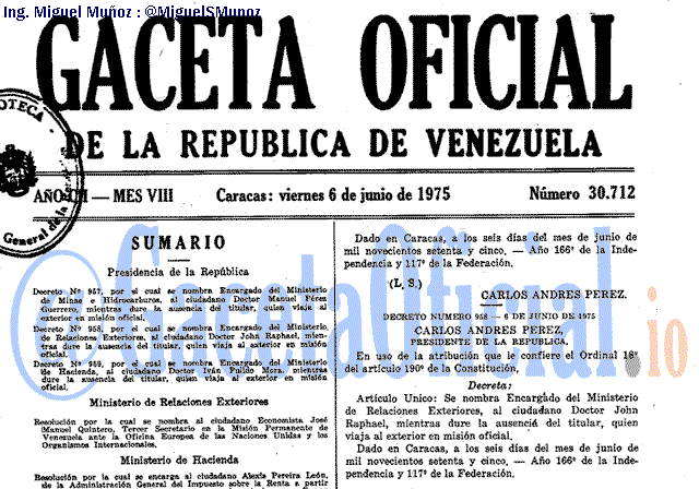 Gaceta Oficial 30712 del 6 Junio 1975