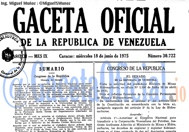Gaceta Oficial 30722 del 18 Junio 1975