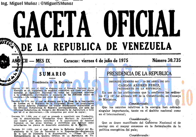 Gaceta Oficial 30735 del 4 Julio 1975