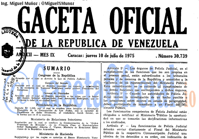 Gaceta Oficial 30739 del 10 Julio 1975