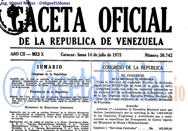 Gaceta Oficial 30742 del 14 Julio 1975