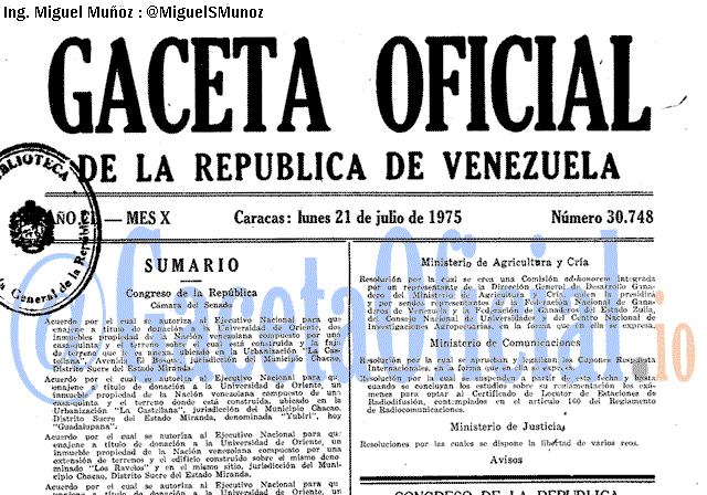 Gaceta Oficial 30748 del 21 Julio 1975