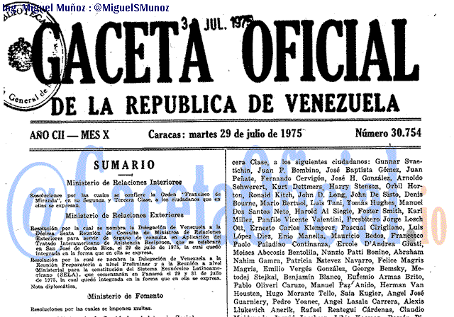 Gaceta Oficial 30754 del 29 Julio 1975