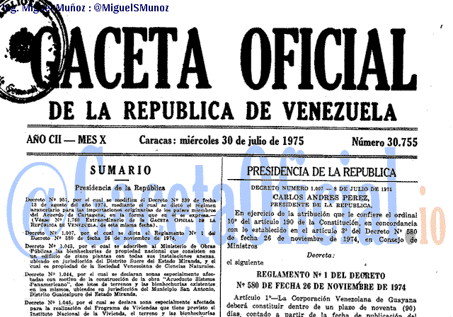 Gaceta Oficial 30755 del 30 Julio 1975