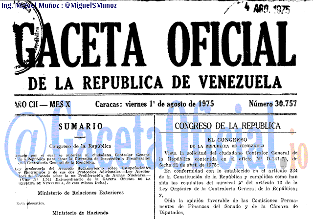 Gaceta Oficial 30757 del 1 Agosto 1975
