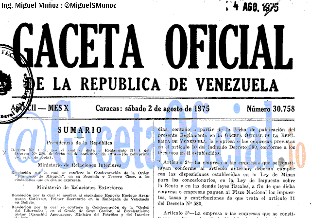 Gaceta Oficial 30758 del 2 Agosto 1975
