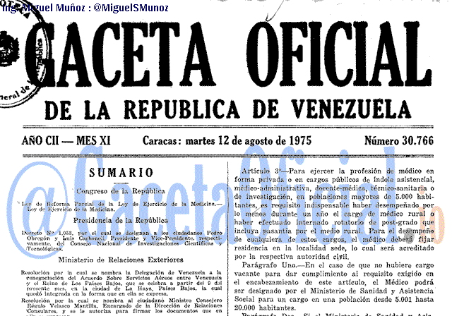 Gaceta Oficial 30766 del 12 Agosto 1975