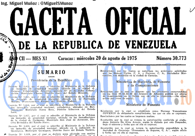 Gaceta Oficial 30773 del 20 Agosto 1975