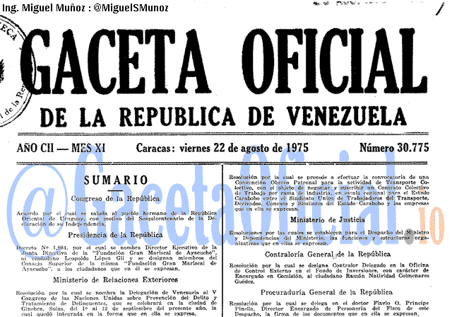 Gaceta Oficial 30775 del 22 Agosto 1975