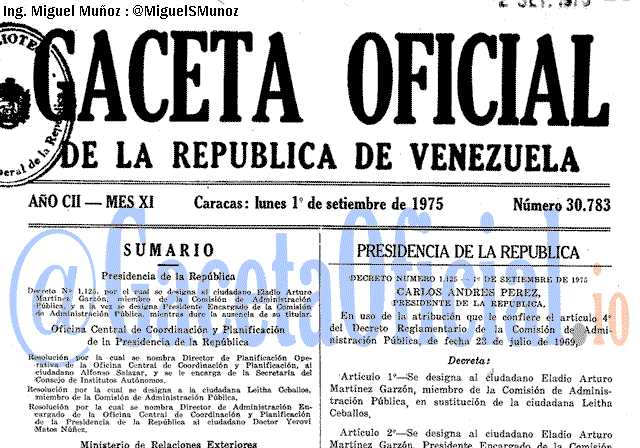 Gaceta Oficial 30783 del 1 Septiembre 1975
