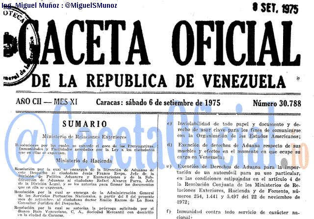 Gaceta Oficial 30788 del 6 Septiembre 1975