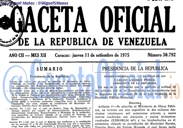 Gaceta Oficial 30792 del 11 Septiembre 1975
